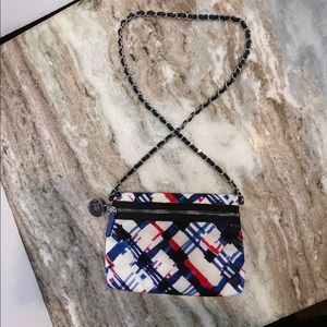 chanel canvas printed airline crossbody bag multicolor